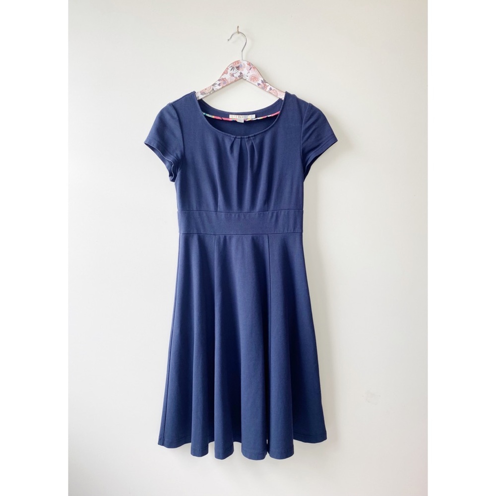 BODEN Navy Blue Chancery Short Sleeve Fit ‘n Flare Dress! 6